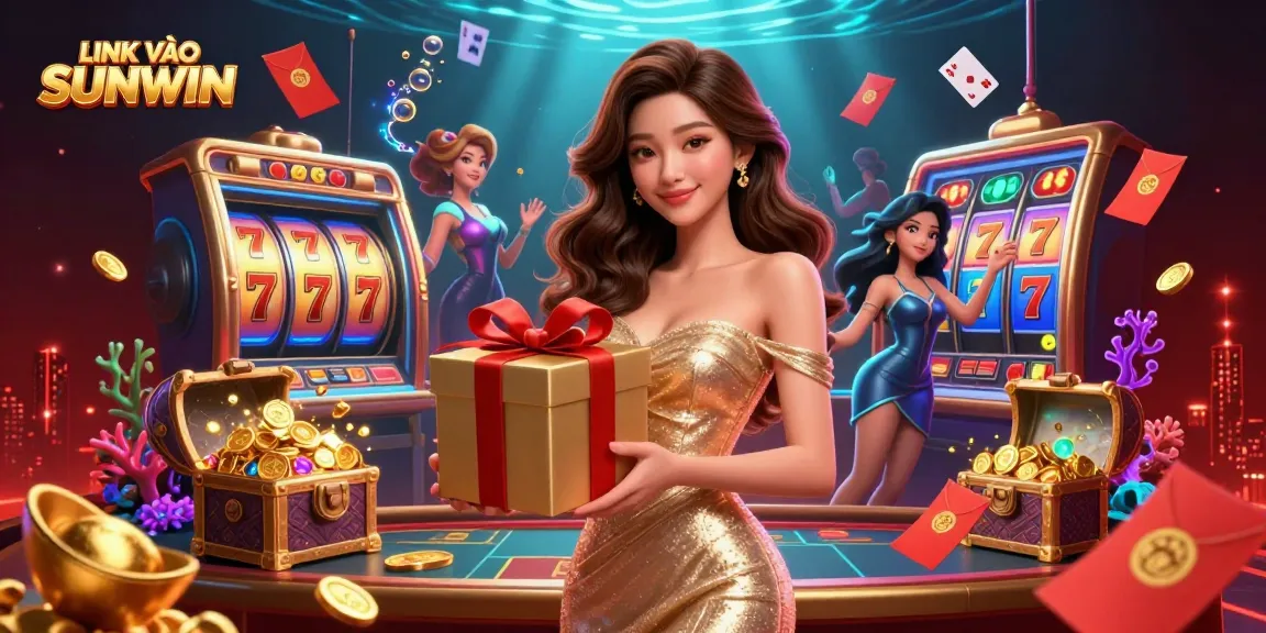 Spin the reels and win with LINK VÀO SUNWIN in a vibrant casino-themed celebration.
