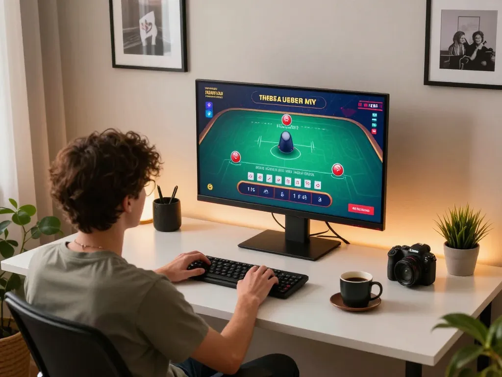 Engaged player enjoying a live dealer blackjack game at RR88 online casino from home.