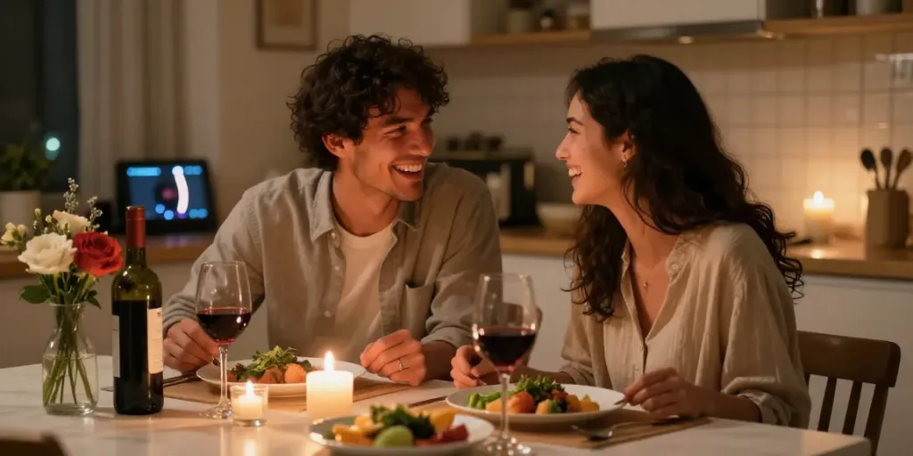 Cialis bez předpisu zajišťuje romantické chvíle s partnerem při večeři.