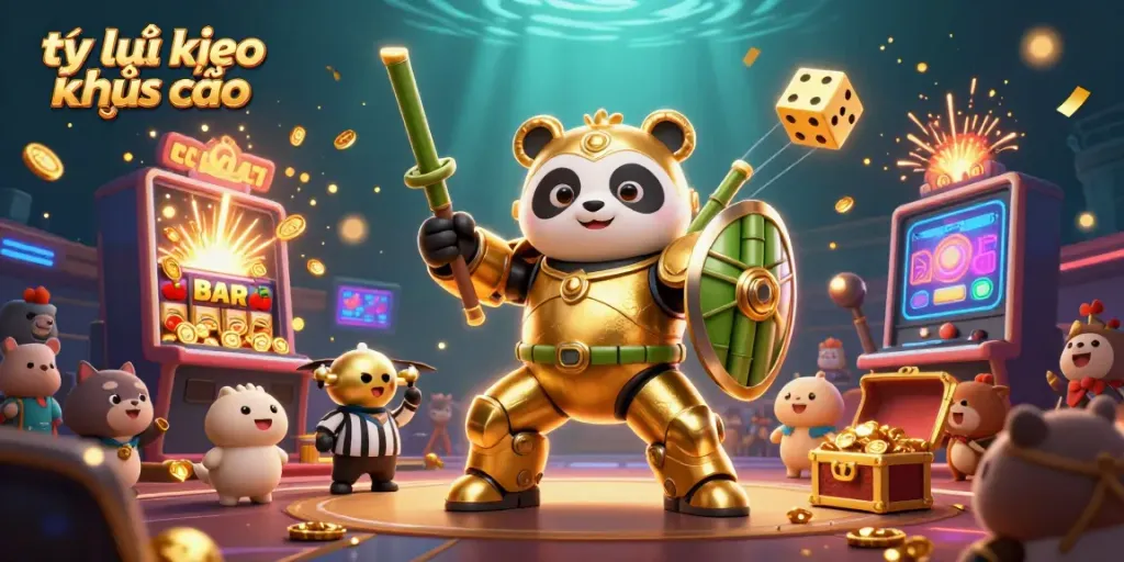 Engage with tỷ lệ kèo nhà cái through dynamic casino action with a panda pilot and 3D slot machine atmosphere.