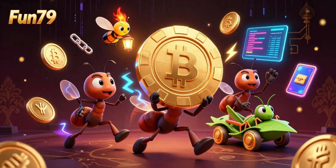 Immerse in Fun79's vibrant 3D gaming world with animated heist, glowing coins, and dynamic characters.