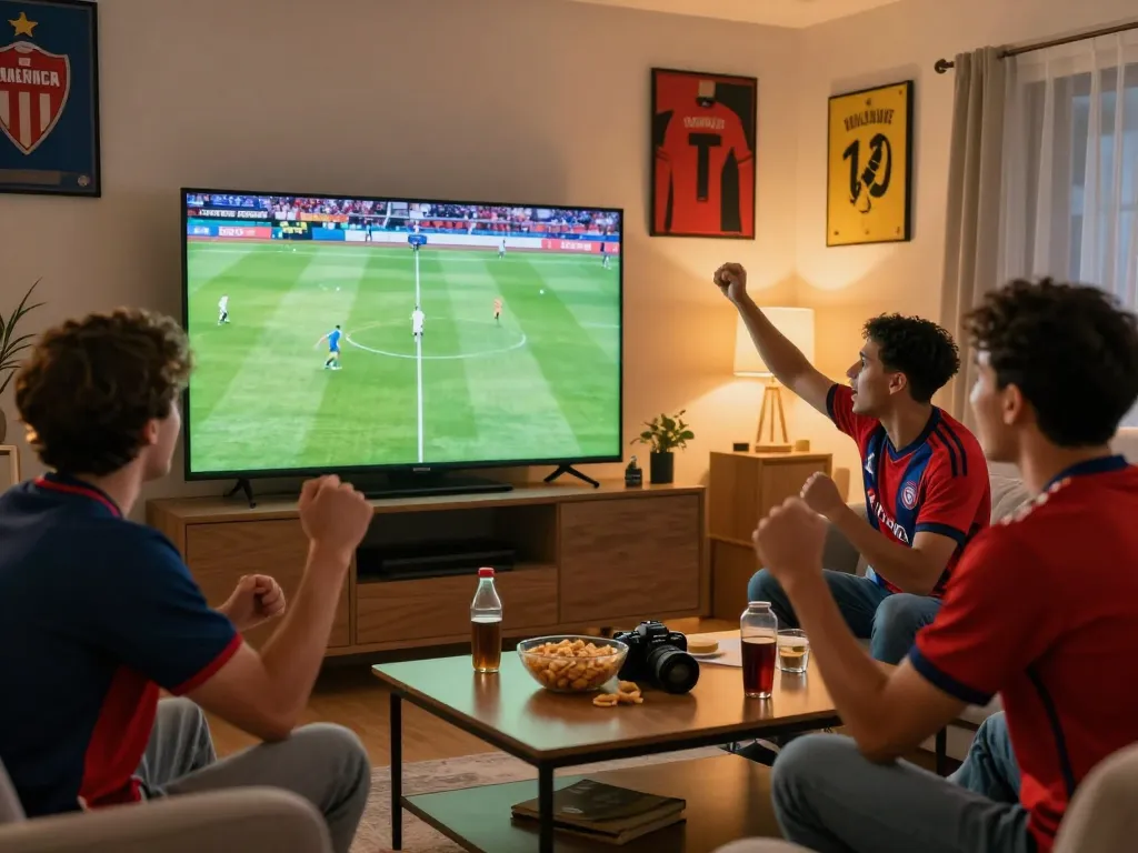 luong son football fan watching live match in cozy living room