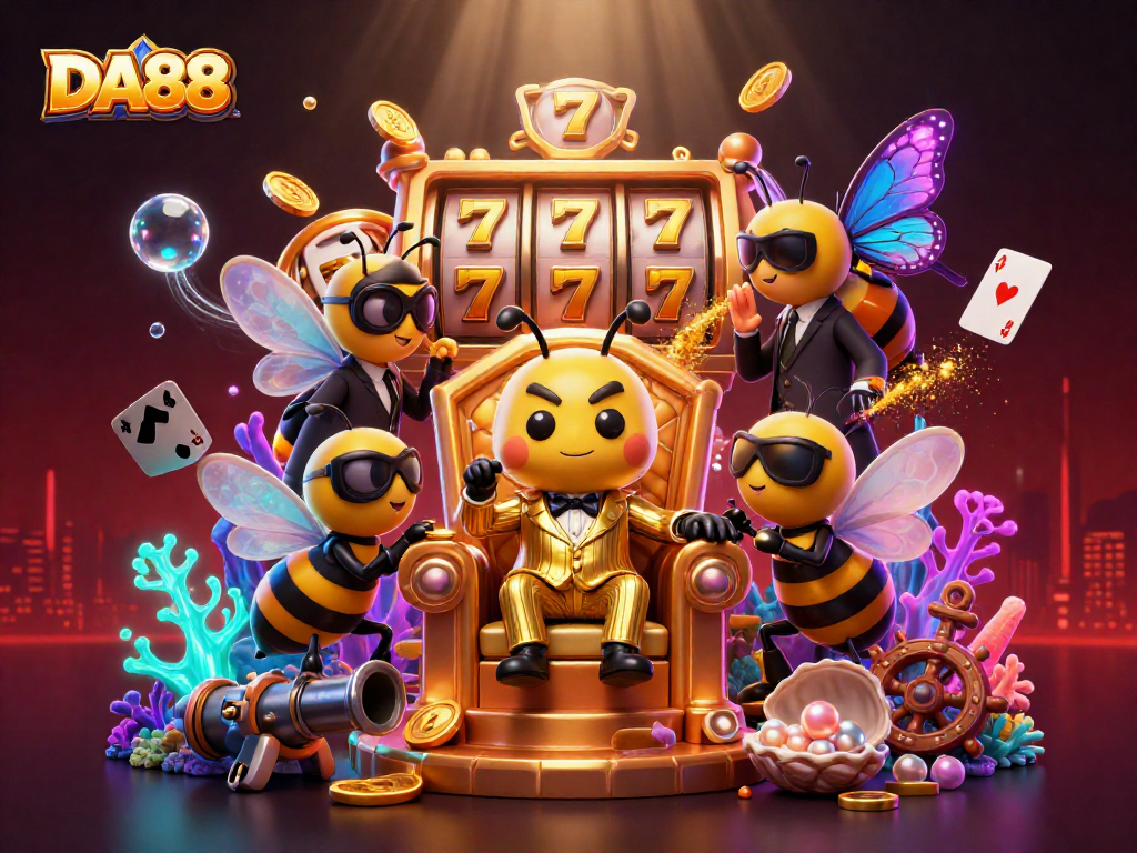 Engage with the exciting world of DA88 casino, featuring dynamic gaming elements and characters.