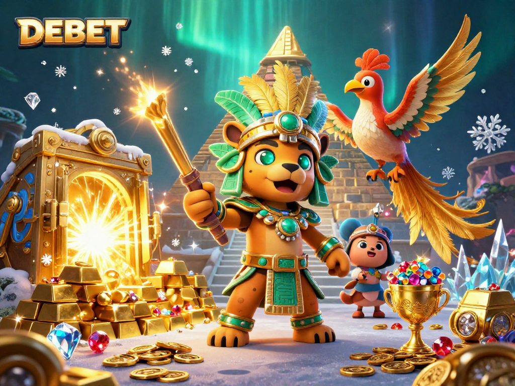 Engage in dynamic gambling action with DEBET's vibrant casino illustration, showcasing thrilling gaming elements.