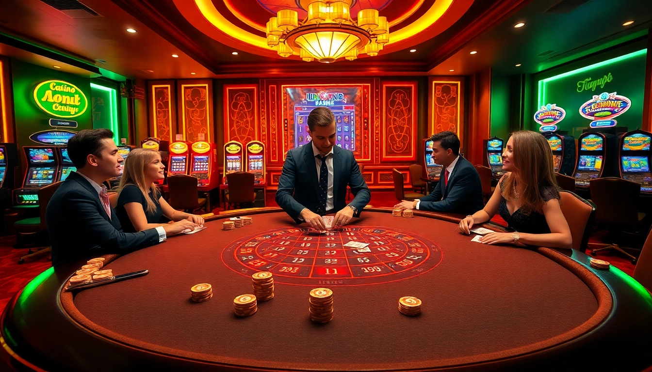 Players engage in poker at uu88.com, highlighting chips and cards in an elegant casino setting.