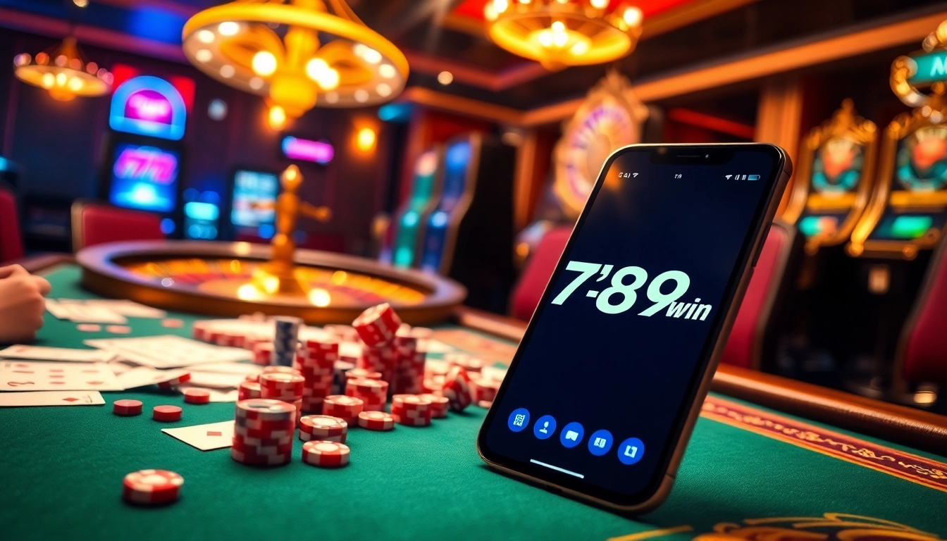 Experience the thrill of gaming with the 789win app on your smartphone at a lively casino.