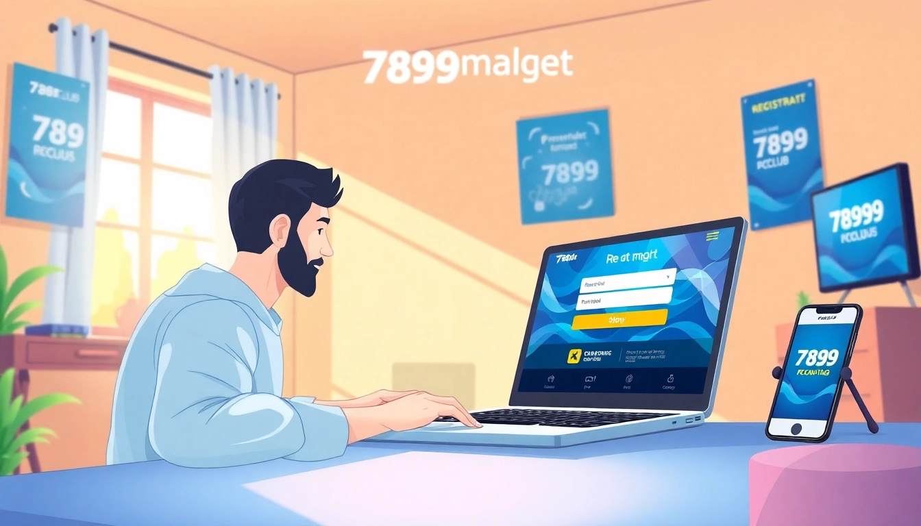 Hướng Dẫn Đăng Ký 789club Chi Tiết Và Dễ Hiểu with a user using a laptop and phone displaying the 789club app.