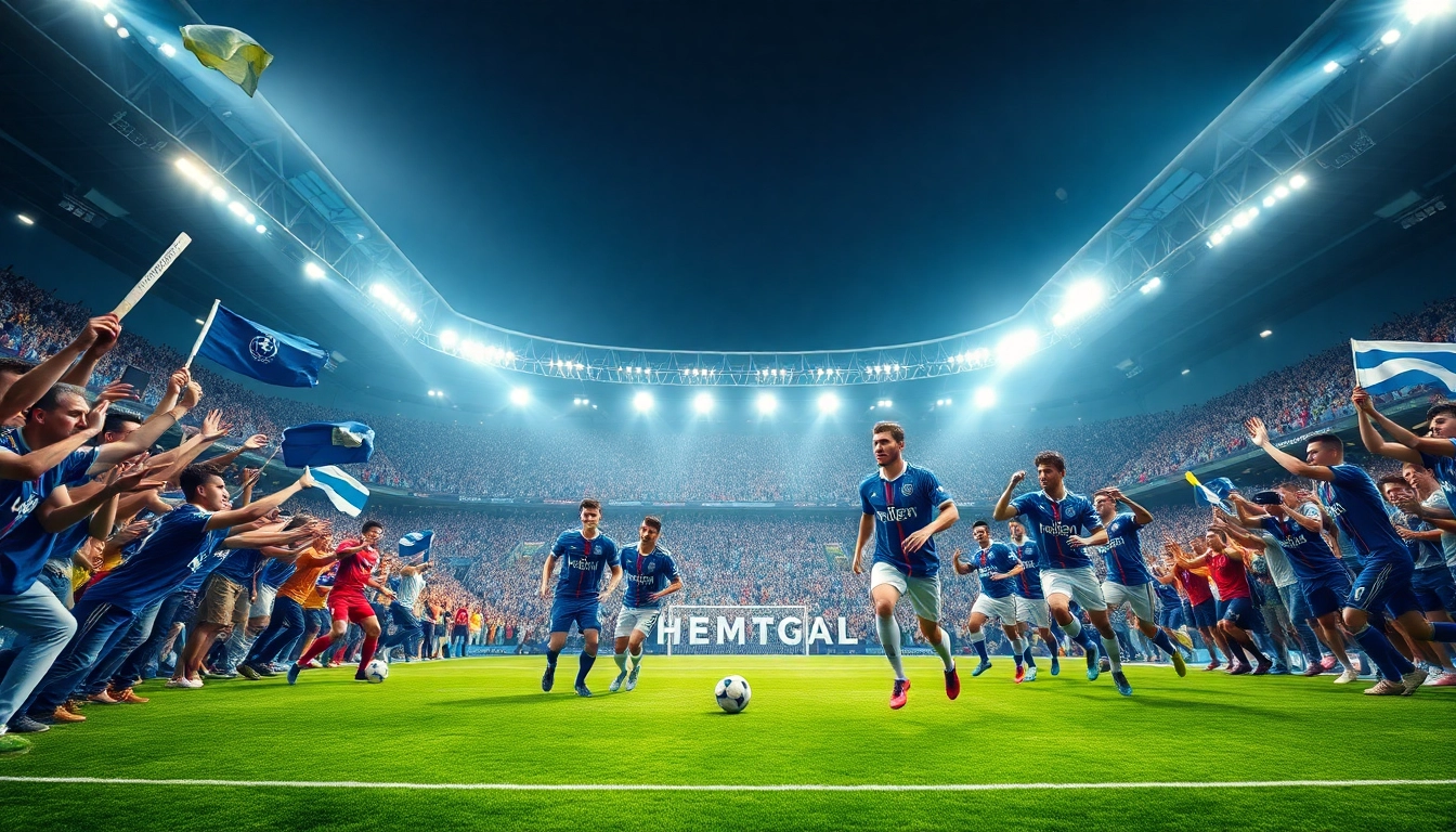 Exciting moment from the Giải Bóng đá Vô địch các Câu lạc bộ Châu Âu match, showcasing players in action amid cheering fans.