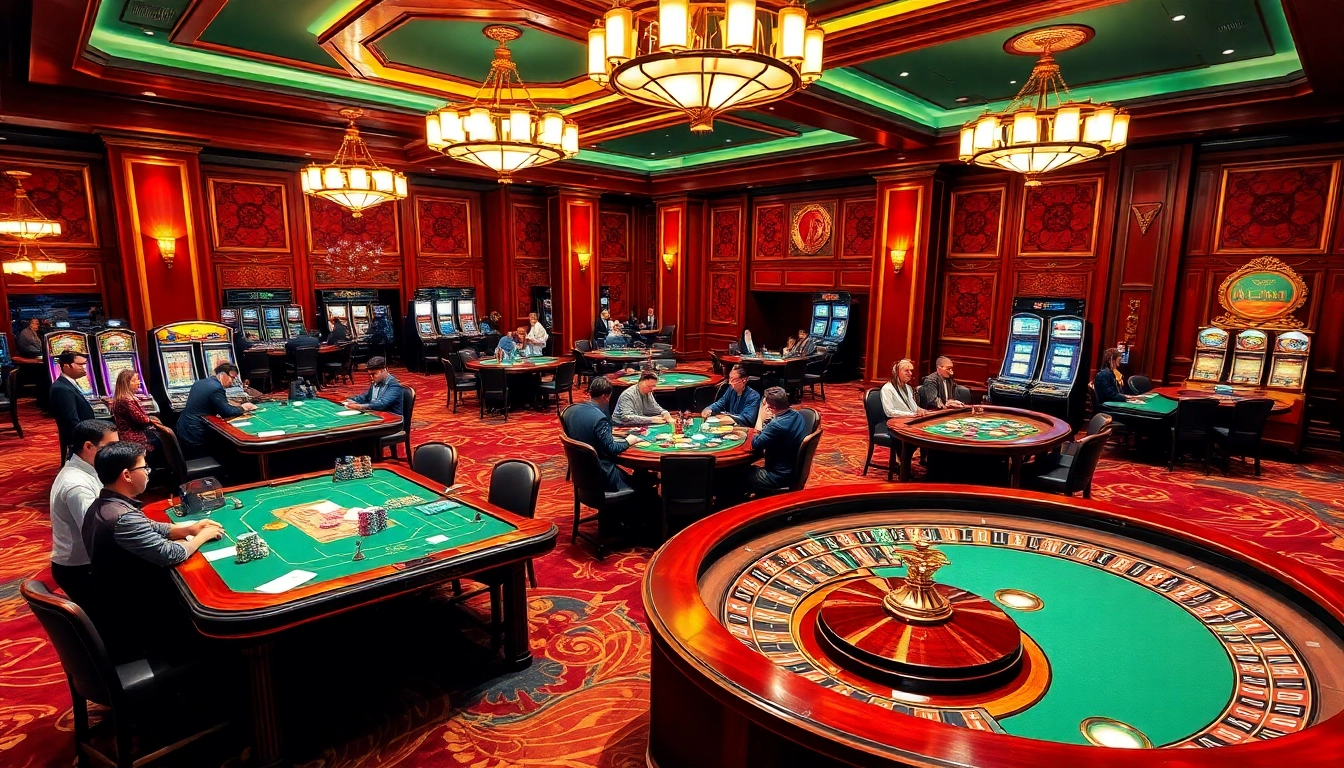 Experience the excitement of Trang Chủ KU88 with luxurious casino gaming featuring vibrant tables and players.