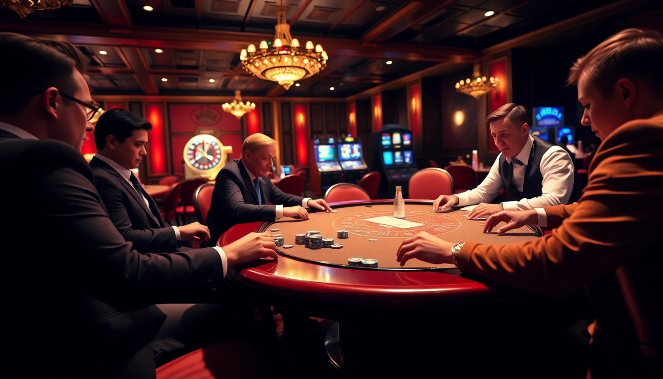High-stakes poker game at https://f8betb1.com/, showcasing luxury and excitement.