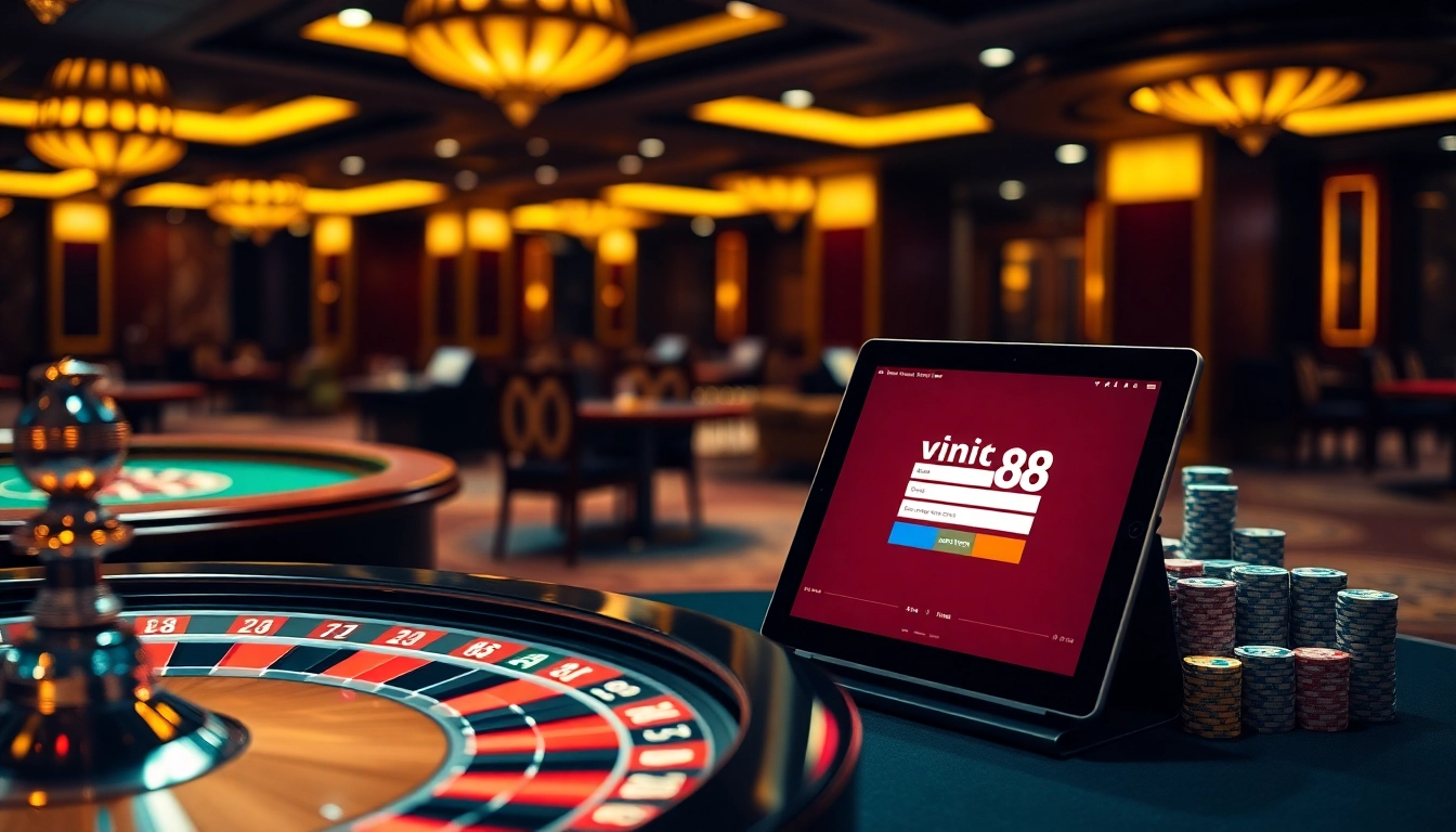 Experience the thrill of vin88 đăng ký with a vibrant casino scene showcasing exciting gaming options.