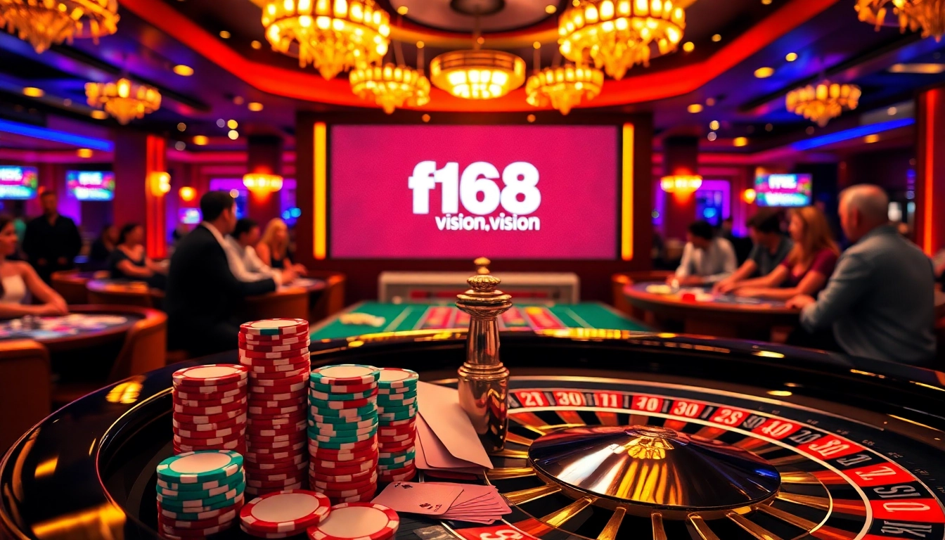 Experience the thrill of winning at https://f168.vision/ with colorful poker chips and vibrant casino tables.