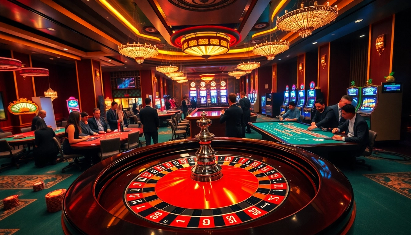Exciting gameplay at ps99seo.com featuring players around a roulette wheel in a vibrant casino scene.