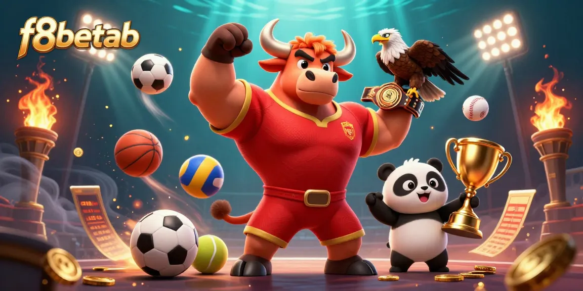 Engage with f8betab through vibrant casino-themed elements, featuring dynamic characters celebrating winnings.